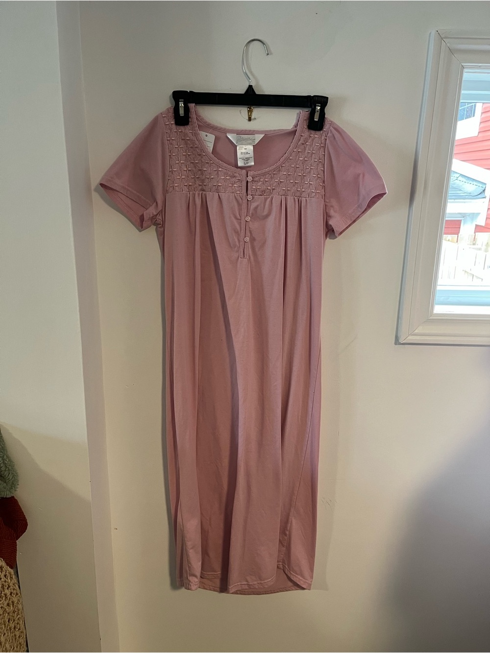 Women’s Short Sleeve Dusty Rose Long Nightgown - Small